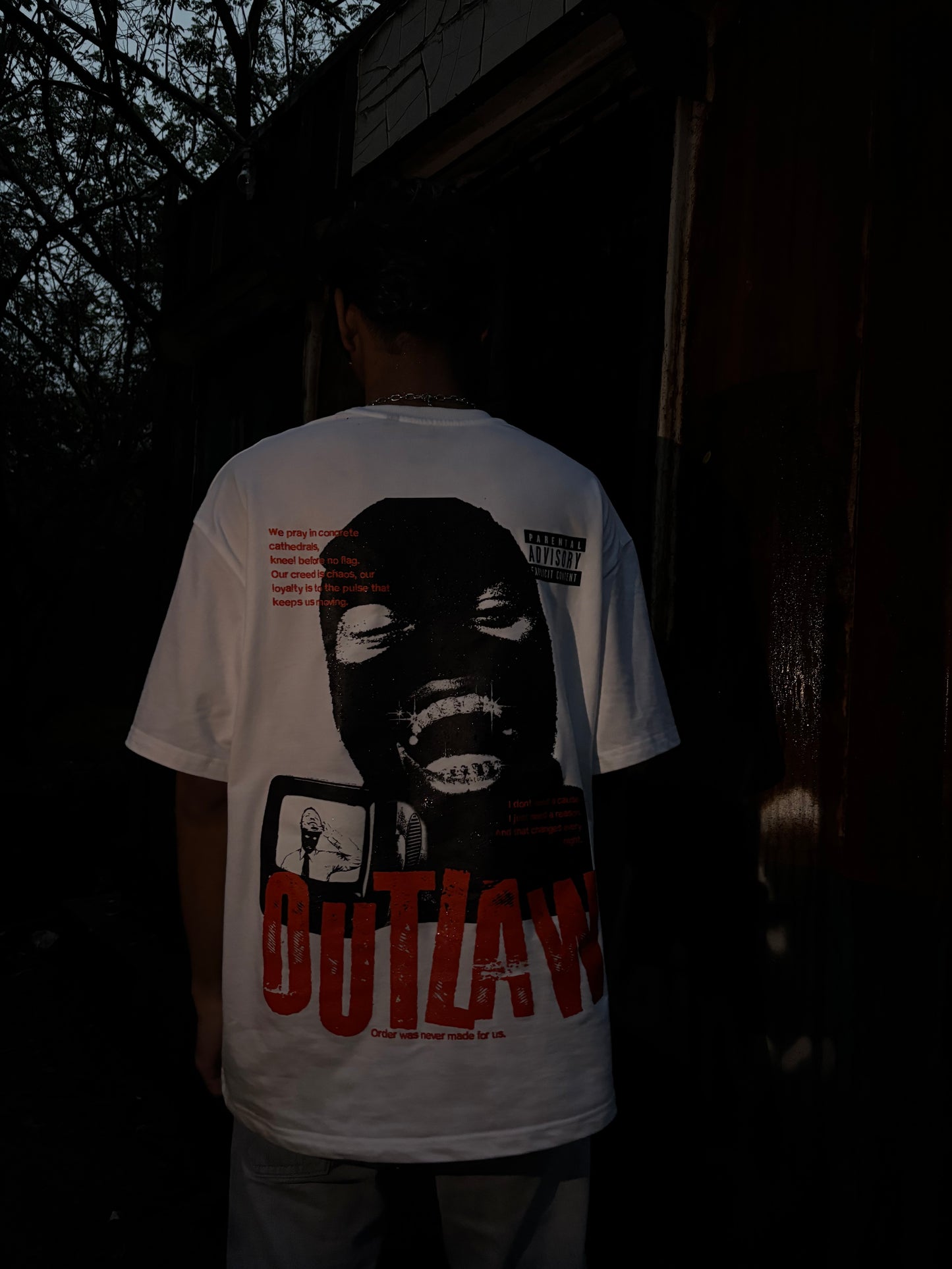 Outlaw White tee